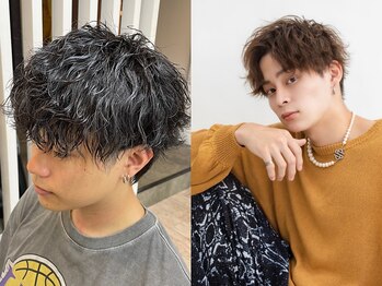 カイノオム 梅田(KAINO HOMME)の写真/メンズにも人気のサロン。計算されたデザインでONもOFFもキマる！再現性の高いパーマスタイルをご提案★