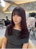 ワインレッドレイヤーカットグレージュカラーインナーカラー