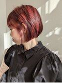 簡単スタイリングなミニボブヘア×ベリーピンク（ダブルカラー）