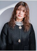 縦落ちパーマ×マロンブラウンカラー【岡山】ミディアムパーマ