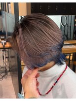 サロウィン 下北沢(SALOWIN) グレージュのシャドールーツにブルーのエンドカラー