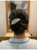 結婚式/二次会/パーティー/お呼ばれ/低めお団子/ウェーブ/ピン