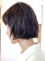 トップヘアーヒルズ 安城(TOP HAIR HILLS)&nbsp;安城ニュアンスレイヤーミニボブくせ毛風パーマアッシュブラウン