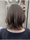 ボブ　ホワイトグレージュ　デジタルパーマ　チェリーブラウン