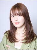 セミロング×レイヤー×ミルクティー♪