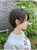 20代30代40代秋色くすみベージュ耳かけボブ