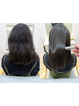 【髪質改善＊コスメ縮毛矯正+カット+AujuaクイックTR 】毛先までしっとりなナチュラルストレートに♪