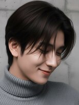 トゥルートラスト オムオム 甲府和戸(True Trust HOMME HOMME)&nbsp;シースルーセンターパート×ストレート 黒髪 韓国ヘア