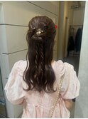 リボンカチモリヘア ハーフアップアレンジ お呼ばれヘア