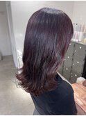 ブリーチなしワインレッドカラー