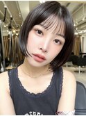 切りっぱなしボブナチュラルボブミディアム前髪縮毛矯正表参道