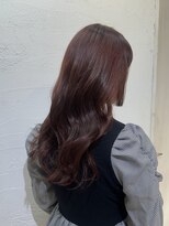 アジールヘア 池袋東口店(agir hair)&nbsp;イルミナチェリーレッドブラウンカラー巻き髪池袋