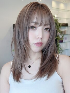 ヘアアンドビューティ ガーデン ベルモール店(HAIR AND BEAUTY GARDEN) ミルクティーベージュピンクベージュカラー顔周りレイヤー韓国