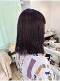 ラベンダーブラウン/切りっぱなし/大人ボブ/重めミディアム