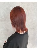 レッドブラウン×艶髪ストレート