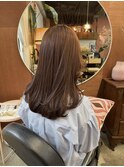 ブリーチなしミルクティーブラウン顔周りレイヤーカット韓国ヘア