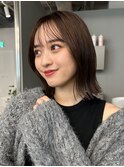 くびれヘア外はね切りっぱなしボブ前髪シースルーぱっつんボブ