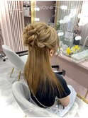 お団子ハーフアップ