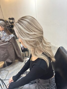 ブレンド 渋谷(BLend) ハイライトカラーくびれヘアアプリコットオレンジ