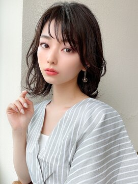 アフロート エル 錦糸町(AFLOAT L) 暗髪で大人可愛く！後れ毛がかわいいギリギリ結べるくびれボブ