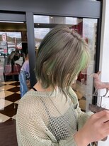 アース いわき店(HAIR&MAKE EARTH)&nbsp;オリーブグレージュ×グリーンインナーボブ