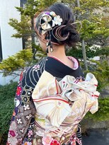 ラパンセ ブルー(LA PENSEE BLEU)&nbsp;【LA PENSEE】成人式ヘア セット アレンジ 水引　着物ヘア