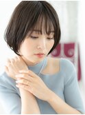 黒髪くすみカラー大人かわいい丸みショートg古河20代30代40代