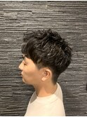 ツーブロックビジネスショートフェードスパイラルツイストパーマ