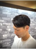 七三オールバック　ツイストパーマ　ビジネス　かき上げヘア