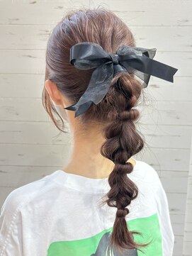 スカイ(SKY) お呼ばれヘア/編みおろし/ピンクブラウン