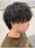 奈良men's縦落ちツイストスパイラルパーマミニウルフ