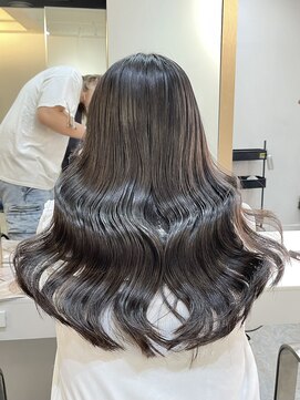 ブレンド 渋谷(BLend) ハイライトカラーくびれヘアアプリコットオレンジ
