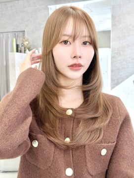 ソヨン 横浜店(SOYON) ヘーゼルベージュ　ブリーチなし　レイヤーカット　韓国風