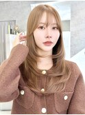 ヘーゼルベージュ ブリーチなし レイヤーカット 韓国風