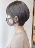 【morio 原宿】黒髪ショートボブ　丸みショート　耳かけ