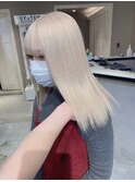 7098韓国ブロンドハイライトグラデーション艶髪ハイトーンカラー