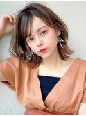 ★小顔ワンカールレイヤーカットデジタルパーマチェリーブラウン