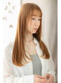 透明感オレンジベージュ姫カットレイヤーロングZ浦和20代30代