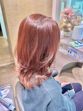 オナー(honor) 20代30代40代シアーピンク透明感くびれボブ外ハネ乾かすだけ