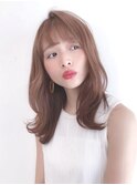 Say.ロングレイヤーホワイトグレージュミニウルフお団子ヘア青山