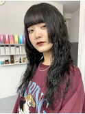 ロングパーマ × 姫カット