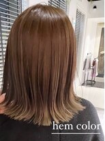 アース 郡山コスモス通り店(HAIR&MAKE EARTH) ブラウン×裾ゴールドの外ハネボブ