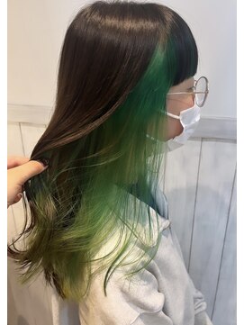 ロハスバイケンジ(LOHAS by KENJE) 【インナーカラー】鮮やかグリーン☆