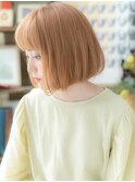 ★アプリコットオレンジハイトーンカラーミニボブ10代20代★1