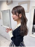 透明感ブリーチなしダブルカラーミルクティーブラウン韓国くびれ