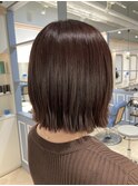2025切っぱなし外はねボブ艶感レッドブラウン赤羽美容室