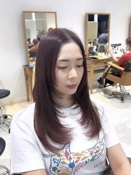 カーサ 西大寺南ロータリー店(casa) ボルドーカラー /顔まわりレイヤー/暖色カラー