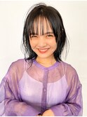 黒髪風グレーアッシュシースルーバング外ハネボブ
