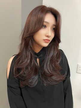 オリジンアド(ORIGIN+) 韓国レイヤー/センターパート/pink brown