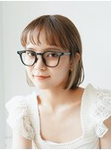 切りっぱなしボブ タッセルボブ 前髪なしボブ オリーブベージュ